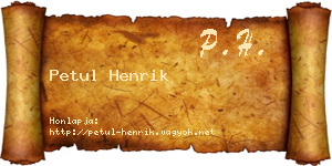 Petul Henrik névjegykártya